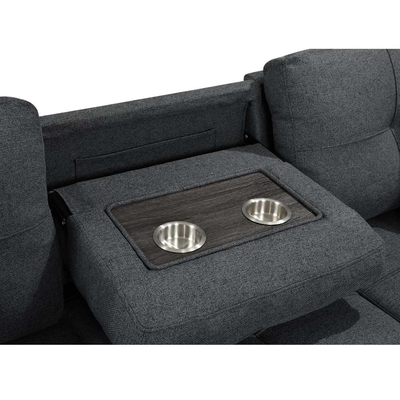Sofá de cama seccional reversible en forma de L con cama y trastero extraíbles, tejido gris neutro