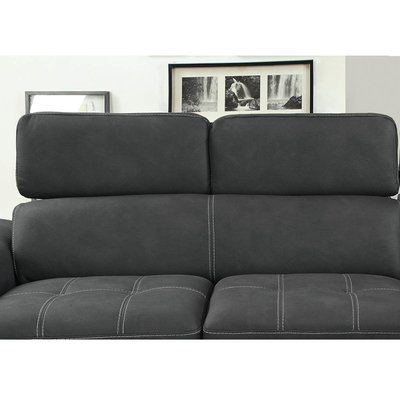 Sofá seccional en forma de L con cama extraíble y apoyacabezas ajustables y silla de almacenamiento, tejido de nubuck de grafito