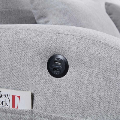 Cama de sofá convertible de tamaño queen, cama confortable con respaldo ajustable y puerto de carga USB y soportes de taza, cama de sofá Futon, tela gris