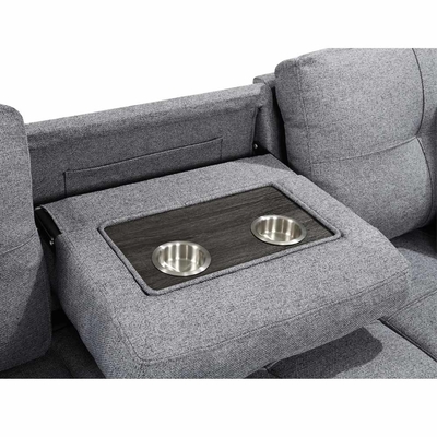 Sofá de cama seccional reversible en forma de L con cama y almacenaje extraíbles, tejido gris