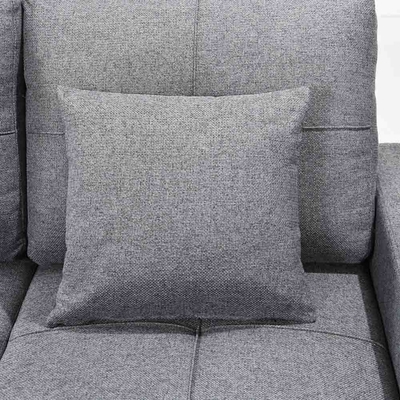 Sofá de cama seccional reversible en forma de L con cama y almacenaje extraíbles, tejido gris