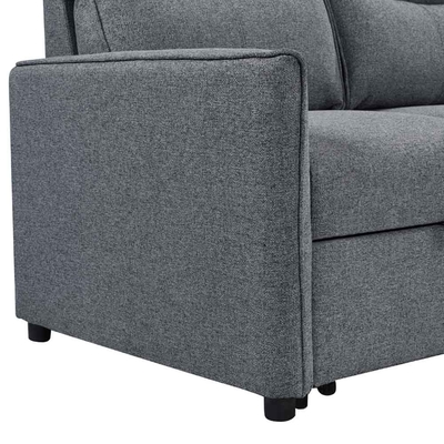 Sofá de cama seccional reversible en forma de L con cama y trastero extraíbles, tejido gris neutro