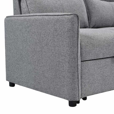 Sofá de cama seccional reversible en forma de L con cama y trastero extraíbles, de tela gris