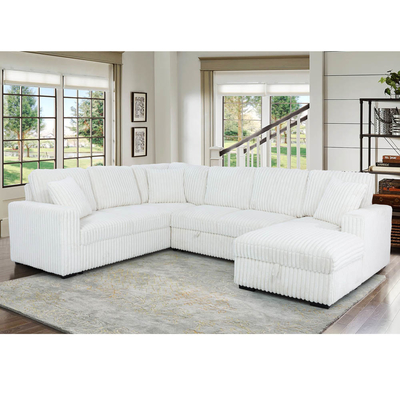 Sofá seccional de cama con cama extraíble y espacio de almacenamiento Sillón salón y puerto de carga USB, tejido de corduroy beige