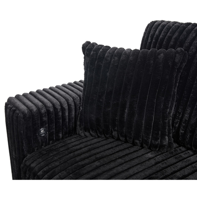 Sofá seccional con cama extraíble y silla de almacenamiento con puerto de carga USB, tejido de corduroy negro