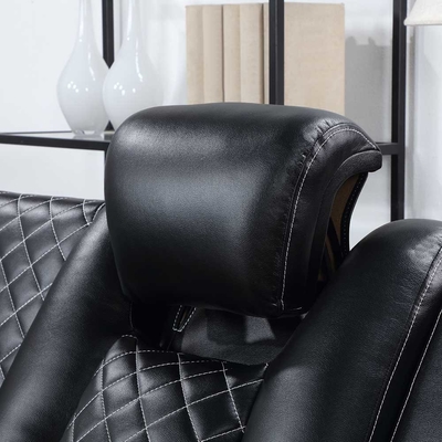 Sofá de esquina Power Recliner con 2 asientos Power Recliner y 2 apoyacabezas Power y caja de almacenamiento y brazos de almacenamiento y luz LED, cuero respiratorio negro