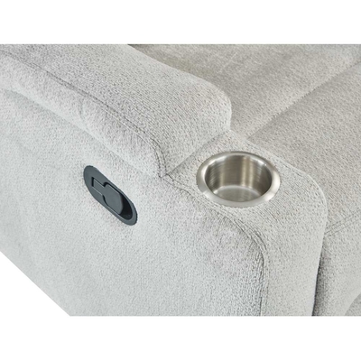 Silla reclinable con soportes de taza de acero inoxidable, tela gris