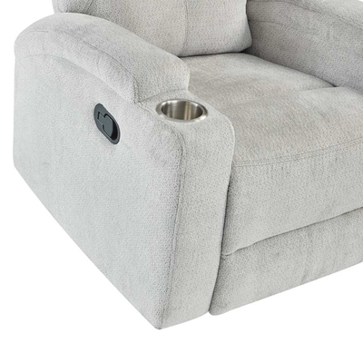 Silla reclinable con soportes de taza de acero inoxidable, tela gris
