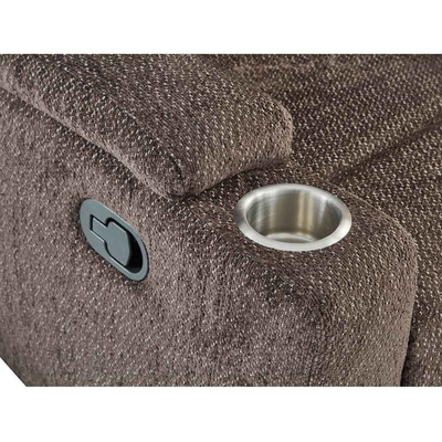 Silla reclinable con soportes de taza de acero inoxidable, tela marrón oscuro