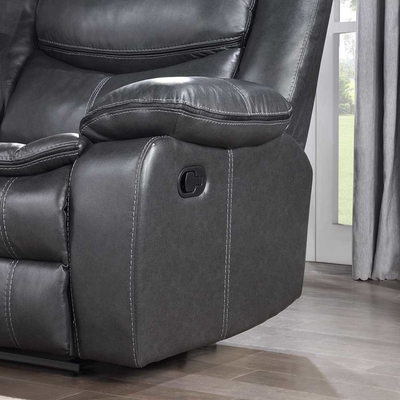 Sofá reclinable de esquina con caja de almacenamiento, Leatherette gris transpirable