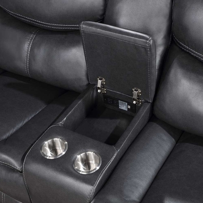 Sofá reclinable de esquina con caja de almacenamiento, Leatherette gris transpirable