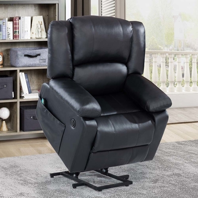 Silla reclinable Power Lift con función de masaje ajustable y sistema de calefacción, Leatherette negro falso