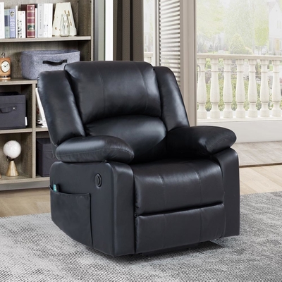 Silla reclinable Power Lift con función de masaje ajustable y sistema de calefacción, Leatherette negro falso
