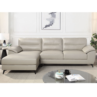 Sofá seccional en forma de L, de cuero taupe