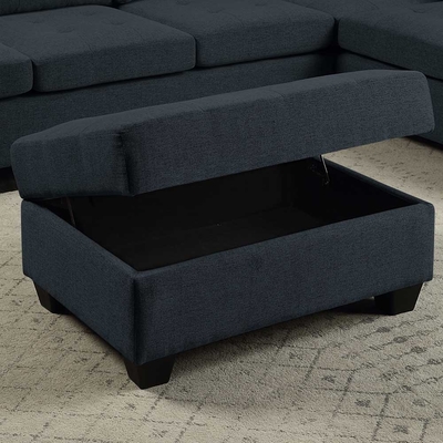 Sofá seccional en forma de L con mesa desplegable y silla reversible y almacenamiento