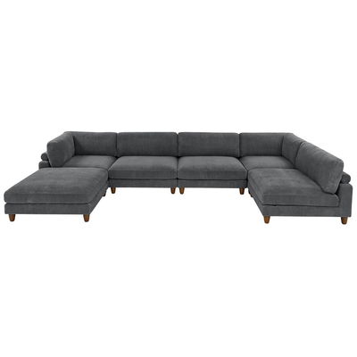 Sofá modular seccional, tejido de corduroy gris oscuro