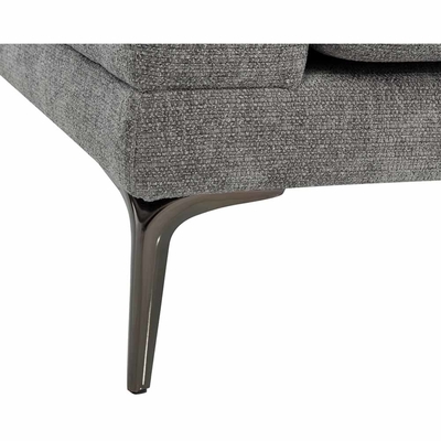 Sofá seccional en forma de L con cajón y 2 almohadas y soportes de tazas de acero inoxidable, chenilia gris