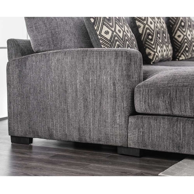 Sofá seccional con almohadas y espuma de memoria, cinilla gris