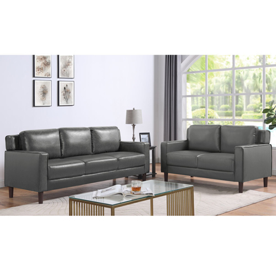 Conjunto de sofá de 3 piezas, de cuero falso gris