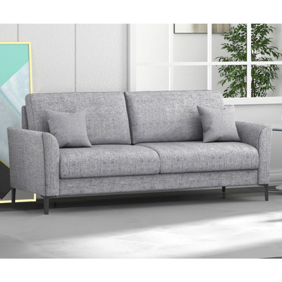 Sofá de 3 piezas con almohadas, lino gris claro
