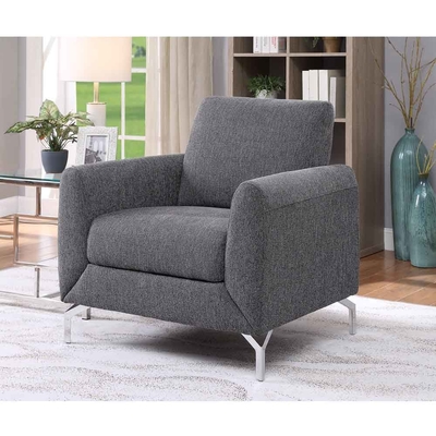 Sofá de 3 piezas con almohadas, lino gris