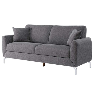Sofá de 3 piezas con almohadas, lino gris