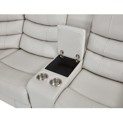 Sofá de esquina Power Recliner con 2 asientos Power Recliner y caja de almacenamiento y altavoz de audio Bluetooth y luz LED, leatherette beige transpirable
