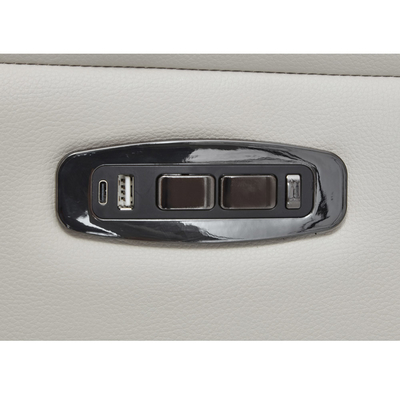 Sofá de esquina Power Recliner con 2 asientos Power Recliner y caja de almacenamiento y altavoz de audio Bluetooth y luz LED, leatherette beige transpirable