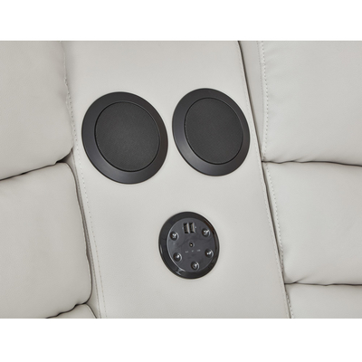 Sofá de esquina Power Recliner con 2 asientos Power Recliner y caja de almacenamiento y altavoz de audio Bluetooth y luz LED, leatherette beige transpirable