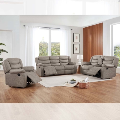Set de sofá reclinable con caja de almacenamiento, vinilo tipo tejido Taupe