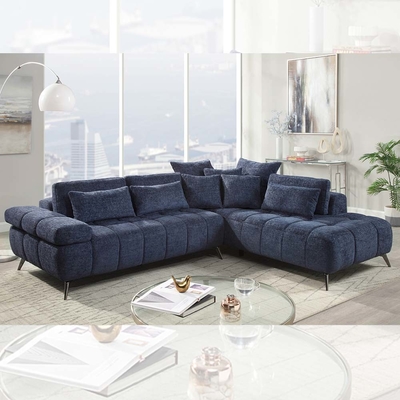 Sofá seccional con espalda y almohadas ajustables, tejido de Navy