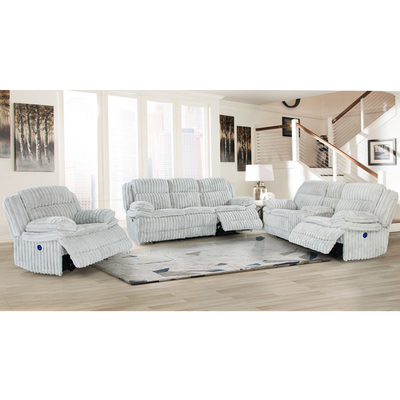 Conjunto de sillones reclinables y caja de almacenamiento, de tela gris de corduroy