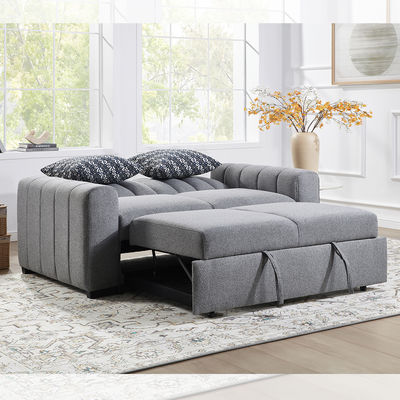 Cama de sofá convertible de tamaño completo, cama confortable con respaldo ajustable, cama de sofá Futon, tela gris