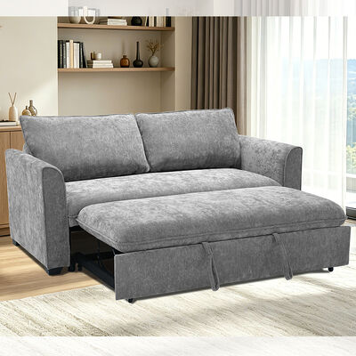 Sofá cama convertible tamaño Queen, cama extraíble cómoda con respaldo ajustable, sofá futón, tela gris