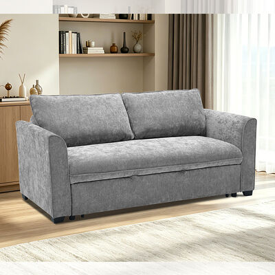 Sofá cama convertible tamaño Queen, cama extraíble cómoda con respaldo ajustable, sofá futón, tela gris