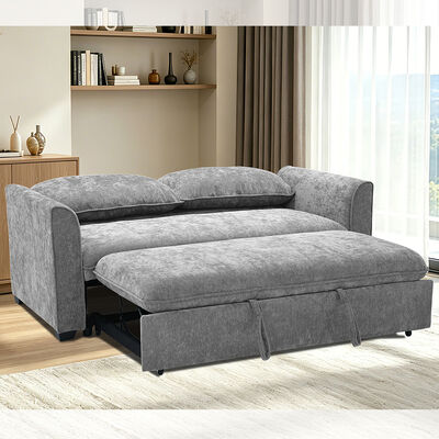 Sofá cama convertible tamaño Queen, cama extraíble cómoda con respaldo ajustable, sofá futón, tela gris