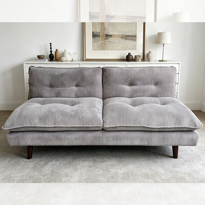 Sofá convertible de tejido gris de corduroy