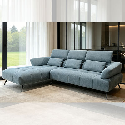 Sofá seccional con respaldo y almohadas ajustables, tejido azul