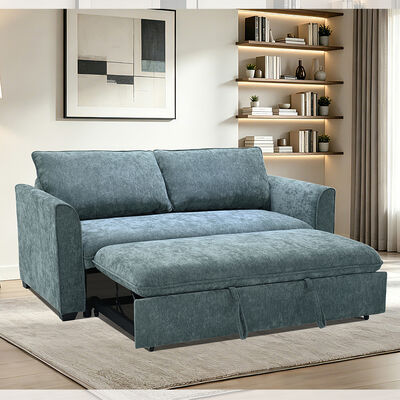 Sofá cama convertible tamaño queen, cómoda cama extraíble con respaldo ajustable, sofá cama tipo futón, tela verde azulado