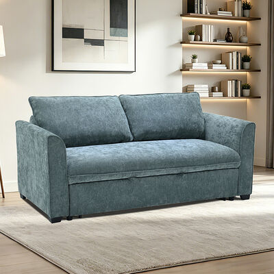 Sofá cama convertible tamaño queen, cómoda cama extraíble con respaldo ajustable, sofá cama tipo futón, tela verde azulado