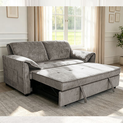 Sofá Cama Futón, Sofá Cama Convertible, Cama Plegable Cómoda con Respaldo Ajustable, Tela Gris