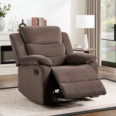 Sillón reclinable, tela marrón