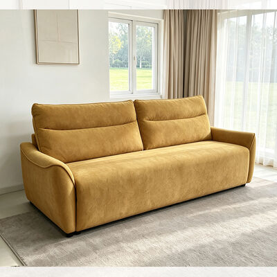 Sofá cama, tela amarillo mostaza